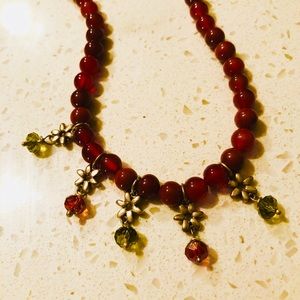 Garnet, peridot necklace and sterling silver clasp